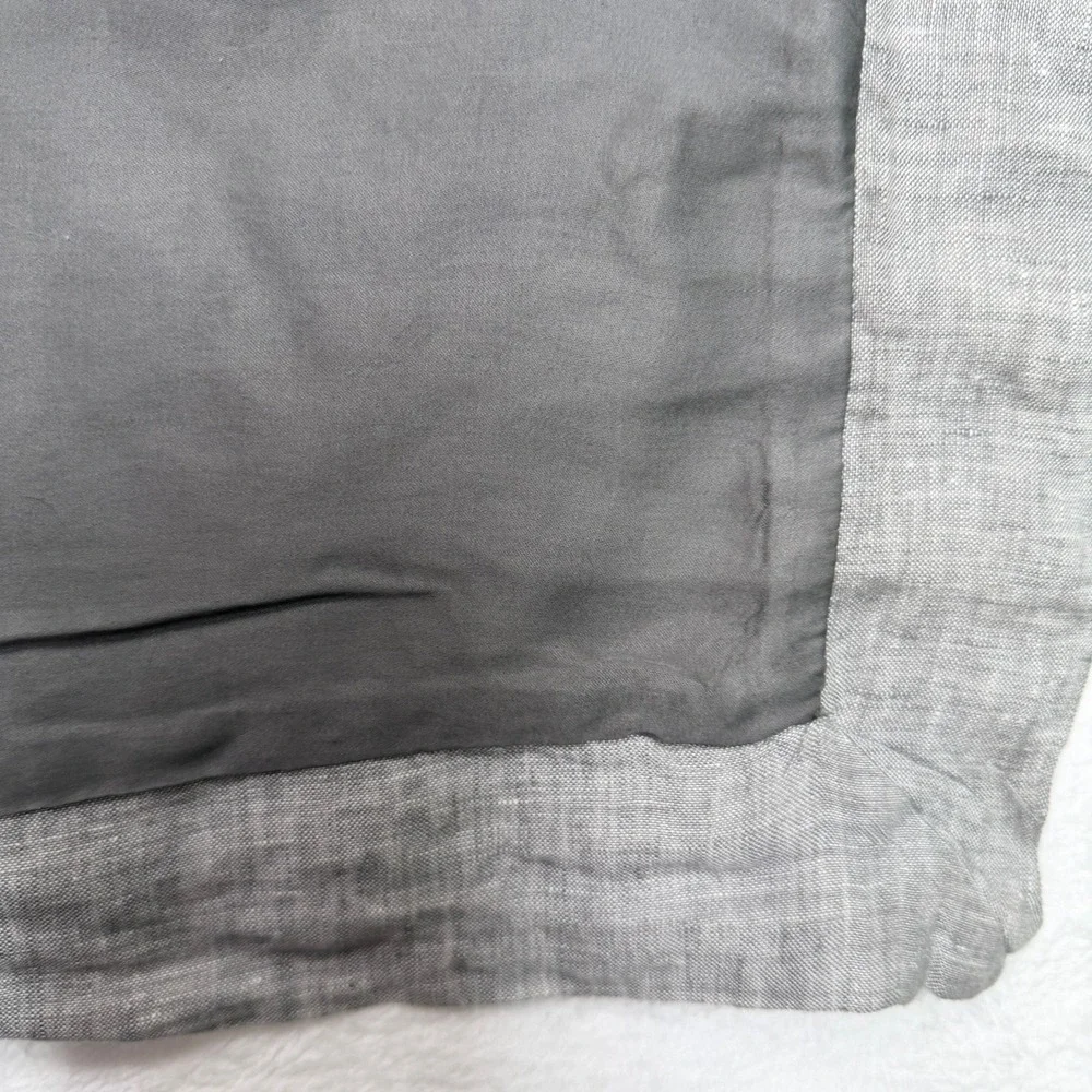Pottery Barn King Pillow Sham Gray Tencel Lyocell Linen Flange 20x36 5036848